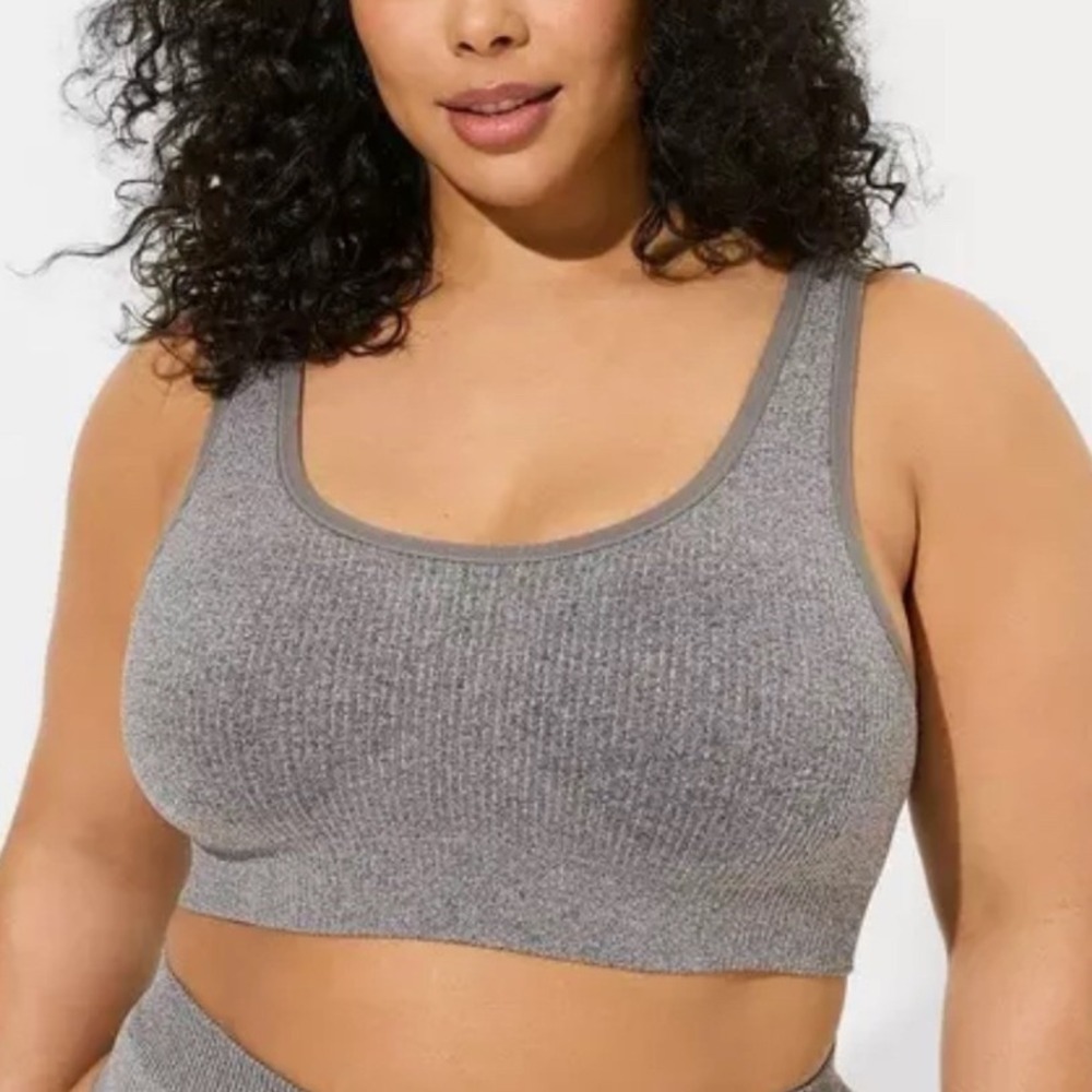 Torrid Seamless Ribbed Bralette Womens 1X Grey Scoop Neck Active Loungewear‎